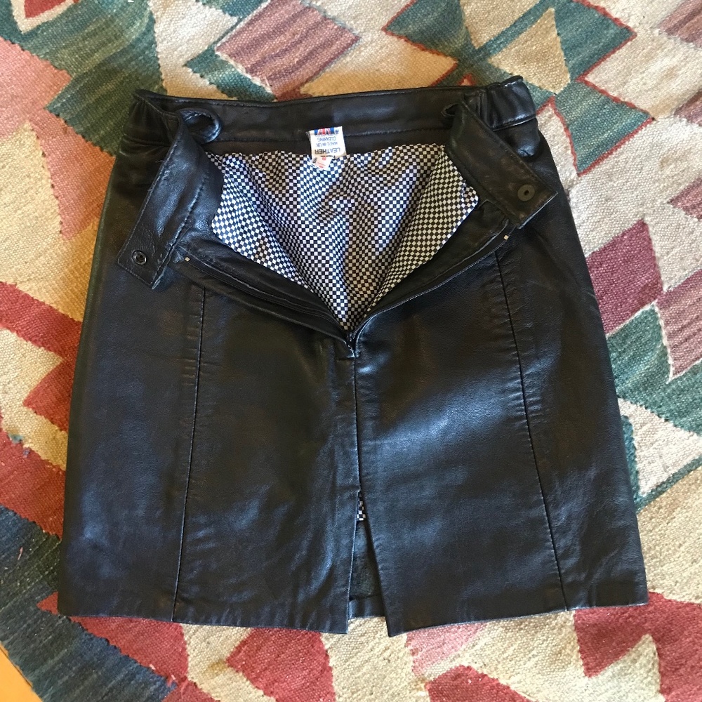Vintage Genuine Leather Mini Skirt